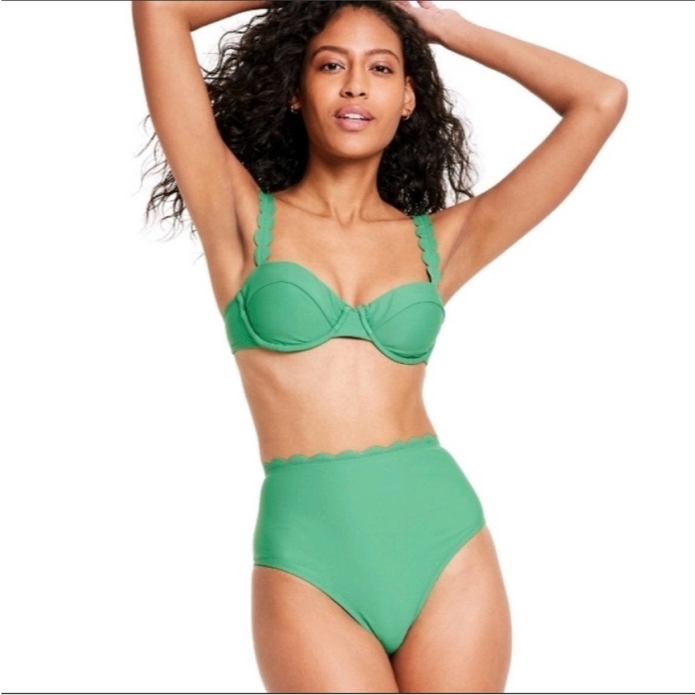 Rhode x Target Green Bikini Set in Green with Scalloped Detail
